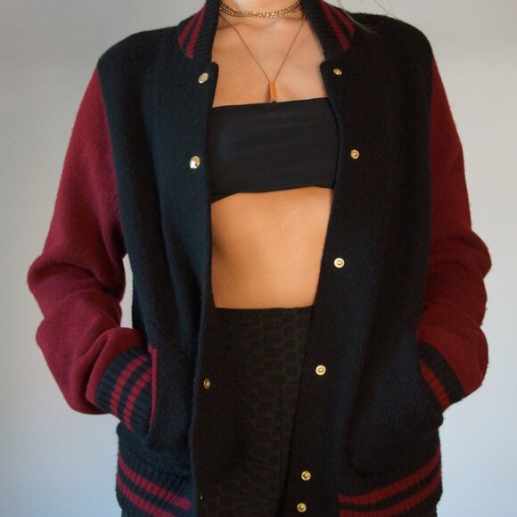 NWT Marc Jacobs Women's Varsity Cashmere Blend Bomber Sweater, Sz Small - Picture 11 of 14